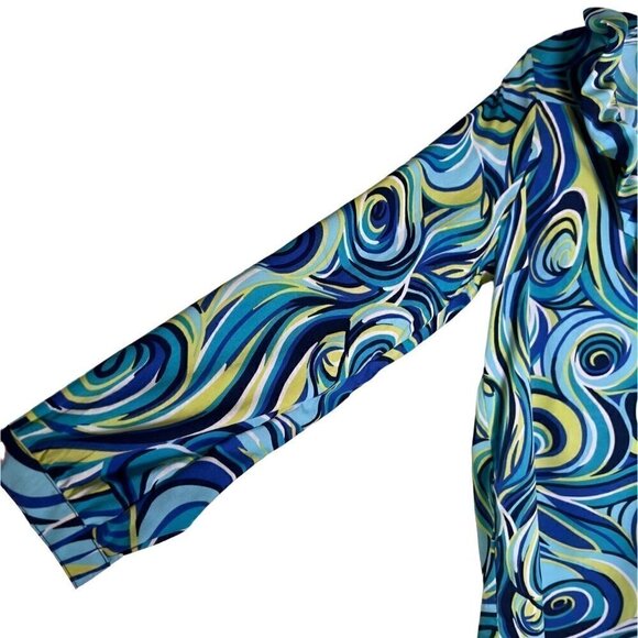NWT Buckhead Betties Green & Blue Swirl Pattern Shift Blouse Size Large - Picture 5 of 11